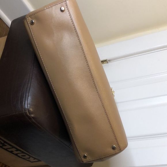 KATE SPADE Tan Leather Two Handle Triple Compartment Expanding Shoulder Bag - Picture 9 of 16